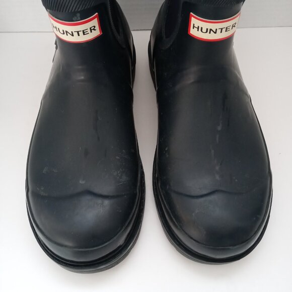 Hunter Navy Blue Ankle Booties Rubber Original Wellie Galosh Rain Boots Women 7 - Picture 6 of 16